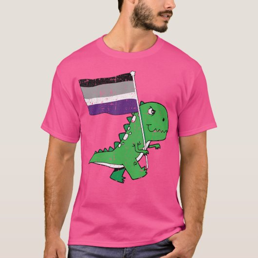 Tレックス無性プライドおもしろい国旗Dino-Saur Lgbtq All Tシャツ (正面)