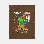 Tレックス男の子4歳4歳の誕生日男の子パーティー生 フリースブランケット (正面)