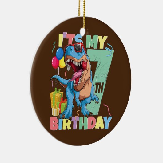 Tレックス第7誕生日ボーイガール7年2015恐竜 セラミックオーナメント (右)