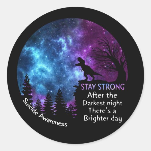 Tレックス自殺認識度ステイ強いTレックス愛好家T ラウンドシール (正面)