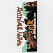 Tレックス誕生日バナー白亜紀パーティー標識 横断幕 (縦)