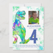 Tレックス誕生日会写真 招待状 (正面)