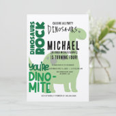 Tレックス誕生日招待状- Dinoパーティー エレガント 招待状 (スタンド正面)