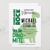 Tレックス誕生日招待状- Dinoパーティー エレガント 招待状 (正面/裏面)