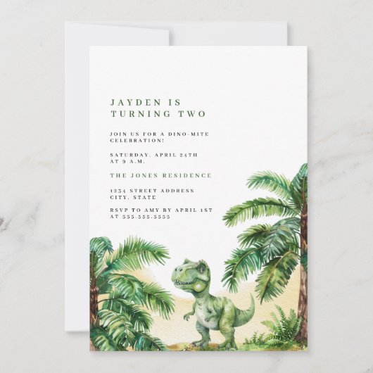 Tレックス誕生日 招待状 (正面)