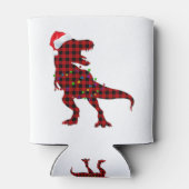 Tレックス赤い格子柄バッファロー恐竜クリスマスパジャマ 缶クーラー (裏面)