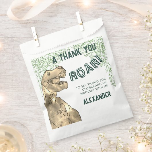 Tレックス轟音恐竜サンキューバースデーパーティー フェイバーバッグ (クリップ留めされた状態)