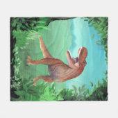 Tレックス轟音 フリースブランケット (正面(横))