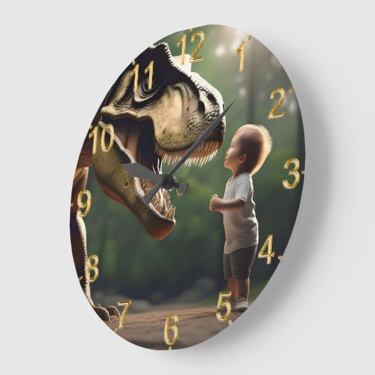 Tレックス顔の恐怖 ラージ壁時計 (傾斜)