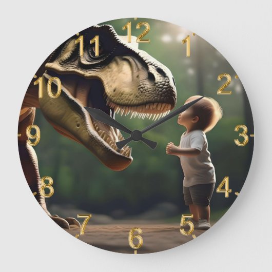 Tレックス顔の恐怖 ラージ壁時計 (正面)