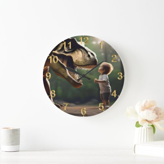 Tレックス顔の恐怖 ラージ壁時計 (ホーム)