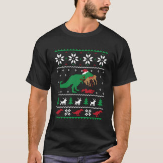 Tレックス食べのトナカイおもしろい恐竜クリスマスUgl Tシャツ