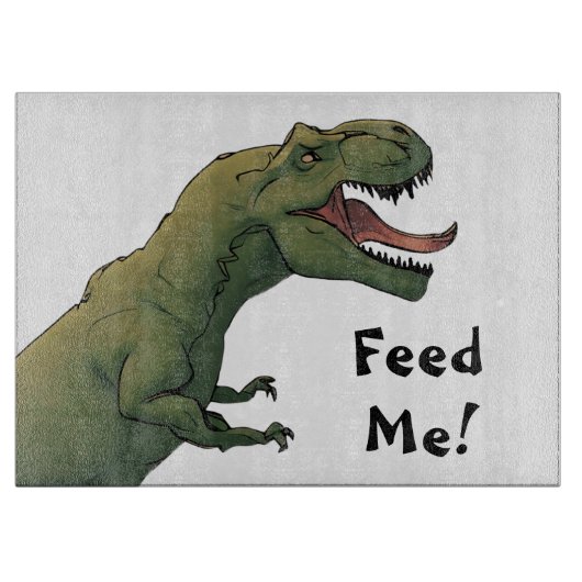 Tレックス食べ物を与えよ！恐竜ティラノサウルスのテーブル カッティングボード (正面)