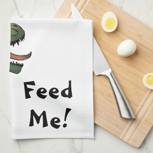 Tレックス食べ物を与えよ!恐竜ティラノサウルス キッチンタオル (四つ折り)