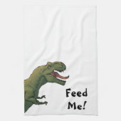 Tレックス食べ物を与えよ！恐竜ティラノサウルス キッチンタオル (縦)