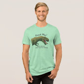 Tレックス食べ物を与え恐竜の男 トライブレンドＴシャツ (正面全面)