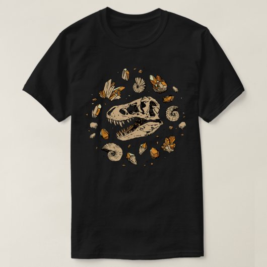 Tレックス骨格Dino骨古生物学者Fossil Di Tシャツ (デザイン正面)