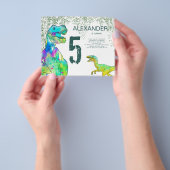 Tレックス5thバースデーパーティーバジェット招待状 チラシ (手)