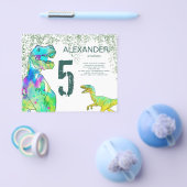 Tレックス5thバースデーパーティーバジェット招待状 チラシ (シングル)