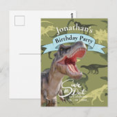 Tレックス、ジュラシック・ワールド、ハッピーバースデーのパターン ポストカード (正面/裏面)