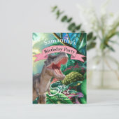 Tレックス、ジュラシック・ワールド、誕生日の女の子 ポストカード (スタンド正面)