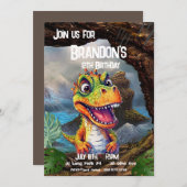 Tレックス、恐竜誕生日、 招待状 (正面/裏面)