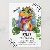 Tレックス、恐竜誕生日、 招待状 (正面/裏面)