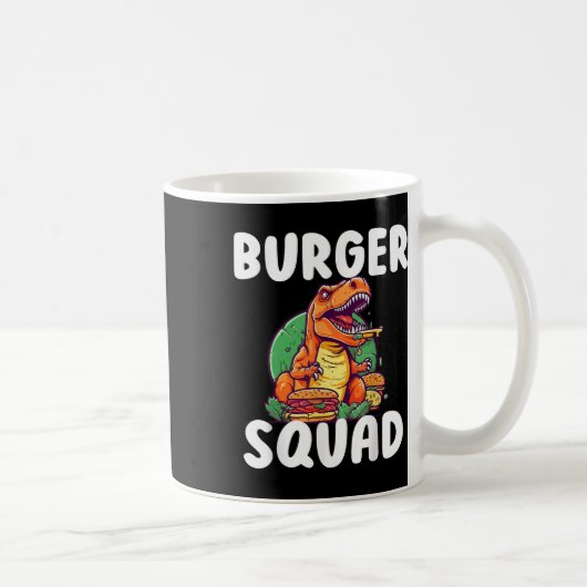 Tレックス+恐竜+バーガー部隊+ハンバーガー好き+面白い コーヒーマグカップ (右)