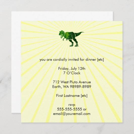 Tレックス 招待状 (正面/裏面)