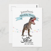 Tレックス、日にちを覚えててね 少年 ポストカード (正面/裏面)