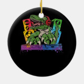 TレックスDJパーティークラブディスクジョッキーシャツEDMダンスCl セラミックオーナメント (裏面)