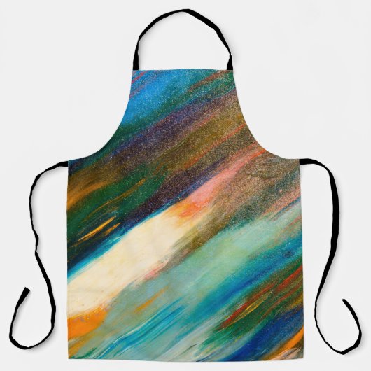 t上数々のの色の長い斜めの水の色のストローク エプロン (正面)