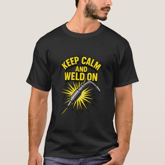 T保シャツにCalmとWeldを付けおもしろい- Welder Spark Tシャツ (正面)