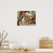 T型の好奇心の強い猫 ポスター (キッチン)