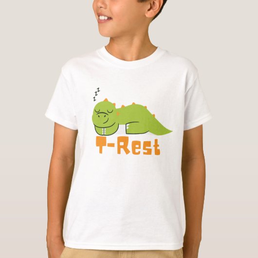 T型恐竜、T型おもしろいレックス眠り Tシャツ (正面)