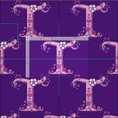 T字モノグラム加飾文字カスタム布 ファブリック (タイル)