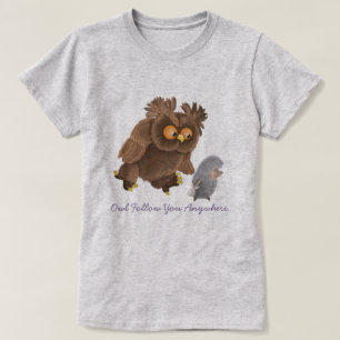 T後を追シャツをフクロウ Tシャツ