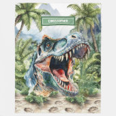 T怒レックス毛布パーソナライズされた名前をカスタムする フリースブランケット (正面)