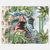 T怒レックス毛布パーソナライズされた名前をカスタムする フリースブランケット (正面(横))