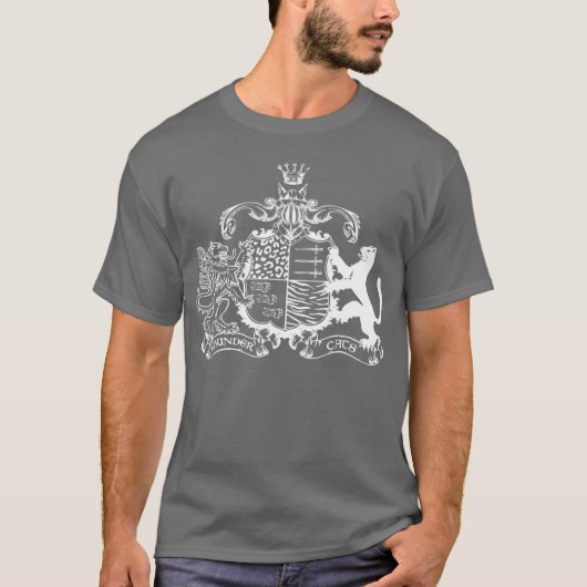 T猫の紋章付き外衣-白 Tシャツ (正面)