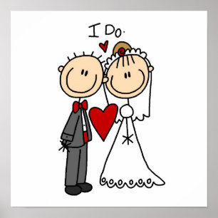 T結婚シャツとギフトを着た夫婦 ポスター