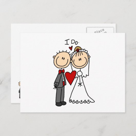 T結婚シャツとギフトを着た夫婦 ポストカード (正面/裏面)