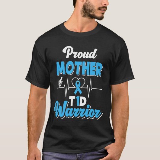 T誇りを持った1d戦士の糖尿病糖尿病の母親 Tシャツ (正面)