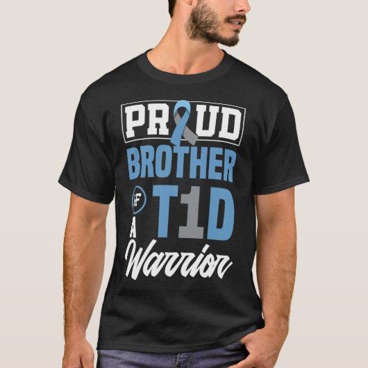 T誇りを持った1d戦士の糖尿病認識度の兄弟 Tシャツ (正面)