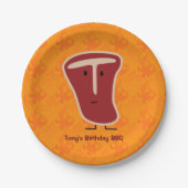 T骨のステーキ肉蛋白質はビーフの脂肪骨を焼きました ペーパープレート (正面)