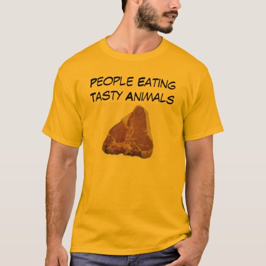 T骨のステーキ、風味がよい動物を食べている人々 Tシャツ (正面)