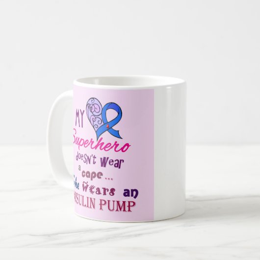 T1糖尿病の認識度のコーヒー・マグ私のスーパーヒーロー コーヒーマグカップ (正面左)