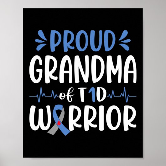 T1誇りを持ったD戦士の祖母の糖尿病認識度Bl ポスター (正面)