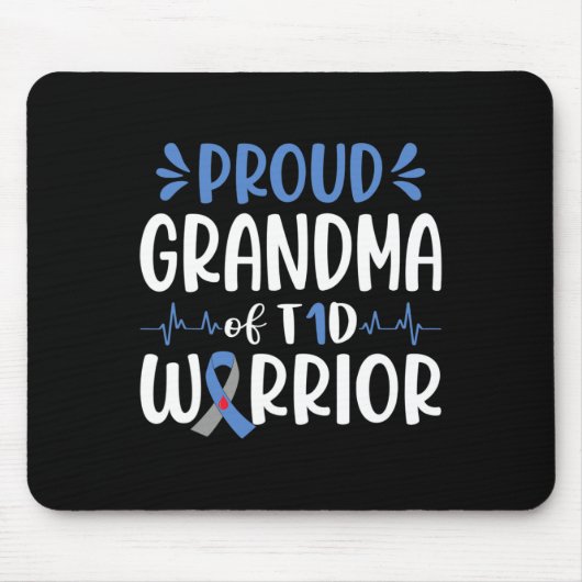 T1誇りを持ったD戦士の祖母の糖尿病認識度Bl マウスパッド (正面)