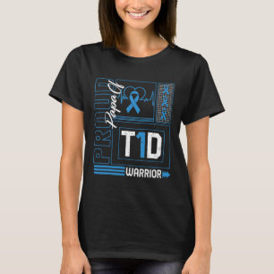 T1誇りを持ったd戦士リボン糖尿病のパパが待っている Tシャツ